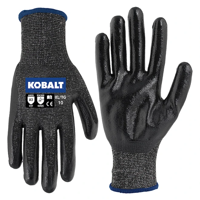Kobalt Gloves For Men - HPPE - Nitrile Dipped - XLarge 1 Kobalt Gloves For Men - HPPE - Nitrile Dipped - XLarge