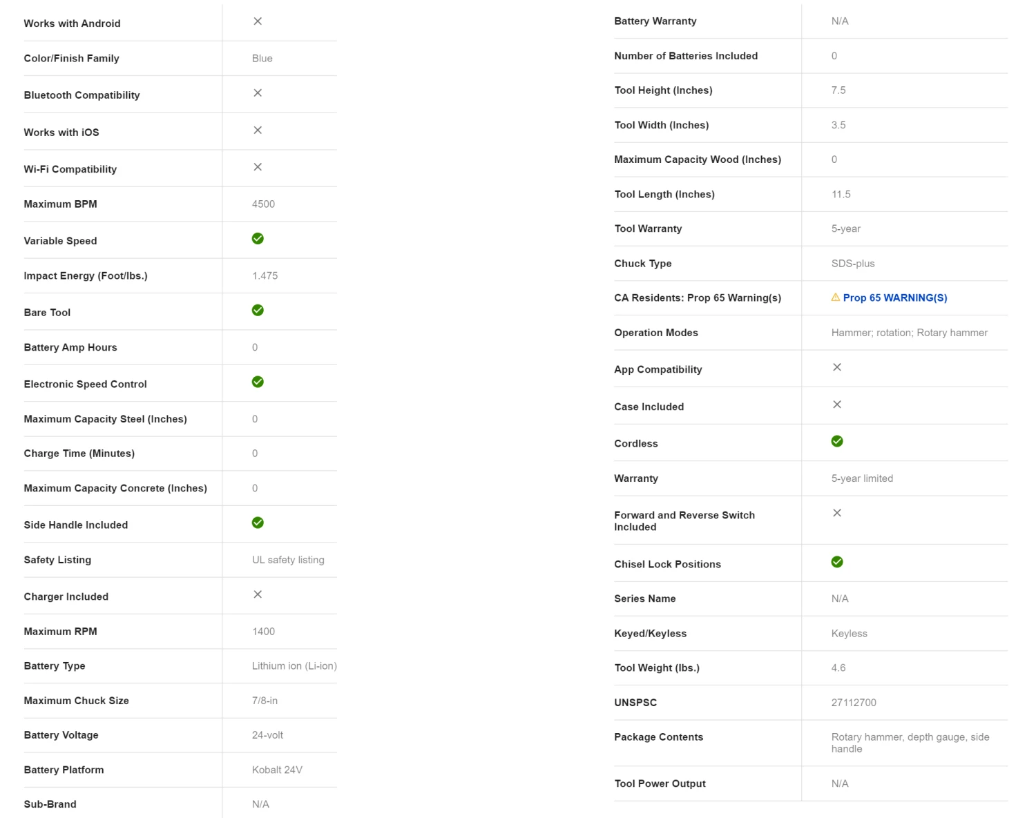 Kobalt KRH 124B-03 24-volt-Amp 7/8-in Sds-plus Variable Speed Cordless Rotary Hammer Drill 11 Kobalt KRH 124B-03 24-volt-Amp 7/8-in Sds-plus Variable Speed Cordless Rotary Hammer Drill - Image 11