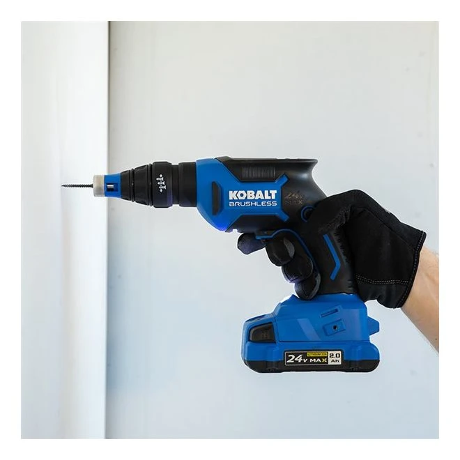 Kobalt 24-V Drywall Screwgun - Blue - Brushless Motor - Bare Tool Without Battery 1 Kobalt 24-V Drywall Screwgun - Blue - Brushless Motor - Bare Tool Without Battery