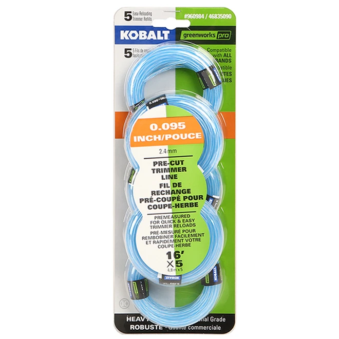 Kobalt Replacement Trimmer Line - 16-ft - 0.095-in - Pack Of 5 1 Kobalt Replacement Trimmer Line - 16-ft - 0.095-in - Pack Of 5