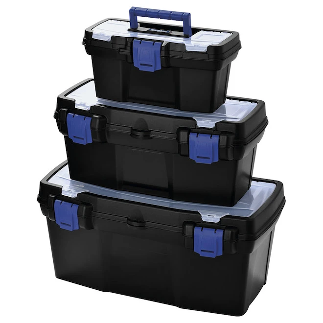 Kobalt 3-Pack Black Plastic Stackable Portable Tool Box 1 Kobalt 3-Pack Black Plastic Stackable Portable Tool Box