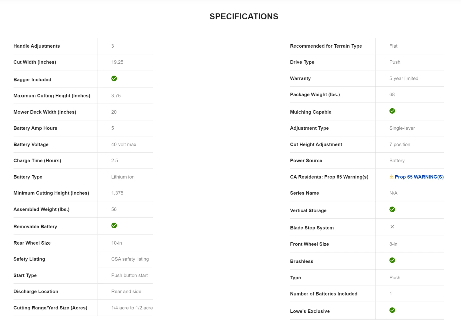 Kobalt KM 2041B-06 40-volt Max Brushless 20-in Cordless Electric Lawn Mower 5 Ah 10 Kobalt KM 2041B-06 40-volt Max Brushless 20-in Cordless Electric Lawn Mower 5 Ah - Image 10